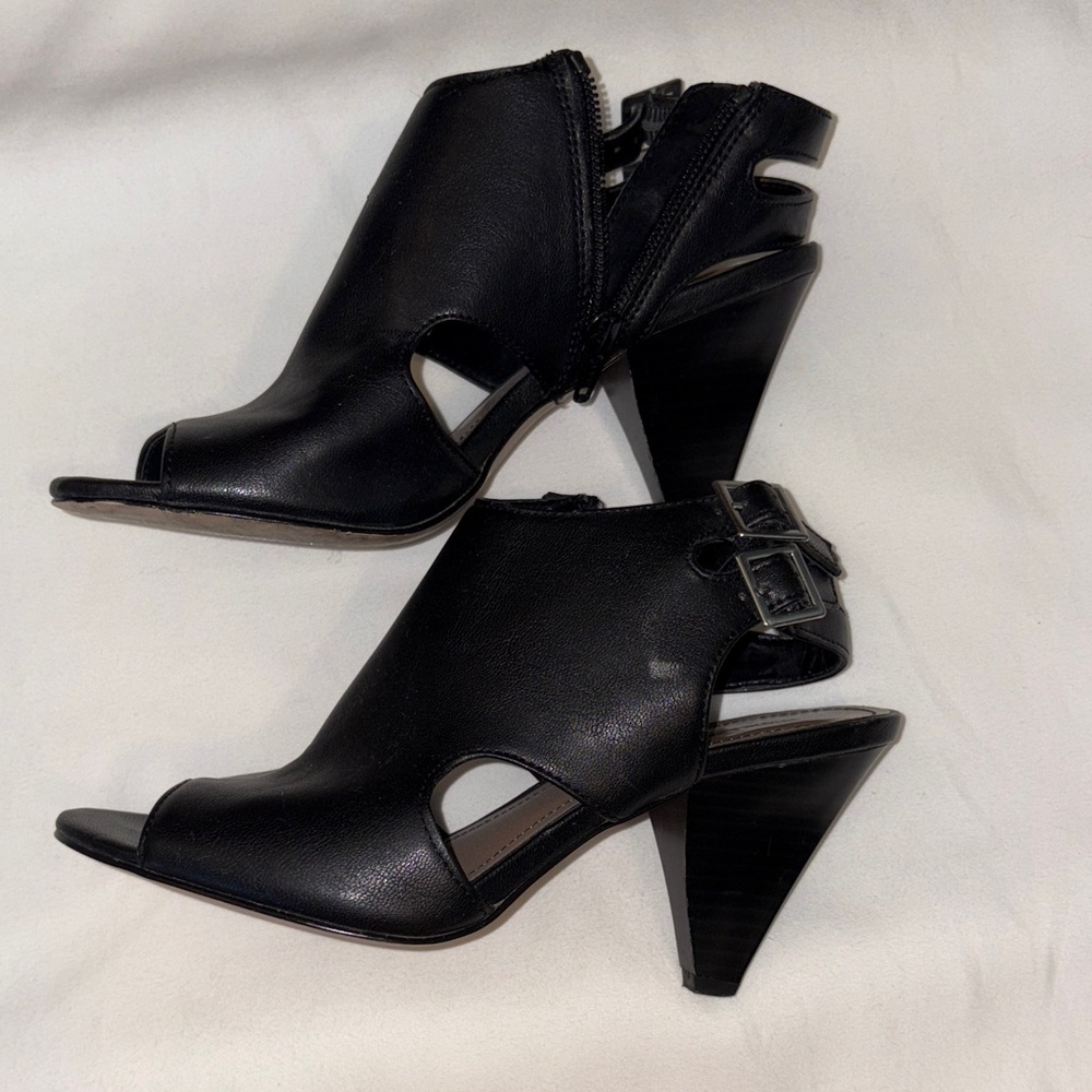 Style & Co. Black Cutout Peep-Toe Cone Heel Sandals